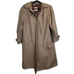 London Towne Vintage Women’s Cotton Blend Hooded Trench Coat - Size 16 Petite